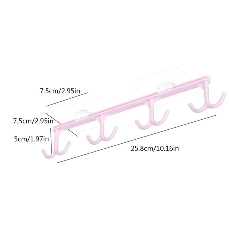 SMLJLQ Kitchen Storage Rack Wardrobe Cabinet Hook Storage Rack Cup Holder Hook Towel Rack (Color : Pink)