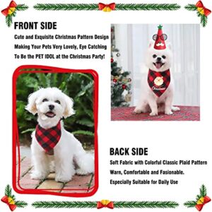 IDOLPET Dog Christmas Outfit Bandanas Hat Classic Plaid Pet Dog Christmas New Year Holiday Bandana Scarf Triangle Bibs Kerchief Costume Accessories for Small Medium Large Dogs Cats Pets (Red)…