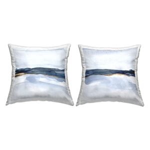 stupell industries calming modern abstract foggy landscape design by jacob green throw (set of 2) pillow, 18 x 18, blue