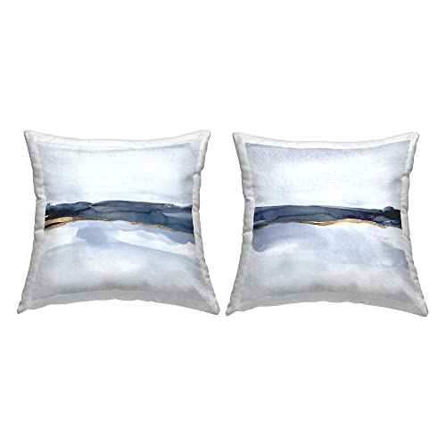 Stupell Industries Calming Modern Abstract Foggy Landscape Design by Jacob Green Throw (Set of 2) Pillow, 18 x 18, Blue