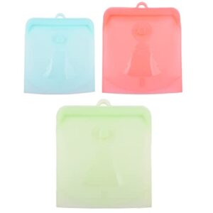 Zerodeko Sandwich Containers 3Pcs Silicone Food Storage Bags Clear Reusable Freezer Bags Sealed Food Preservation Container Food Grade for Meat Fruit Vegetable Assorted Color Sandwich Container