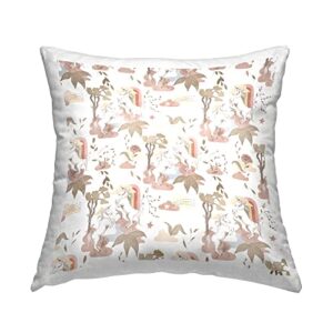 stupell industries modern unicorn toile pattern floral rainbow stars design by daphne polselli throw pillow, 18 x 18, pink