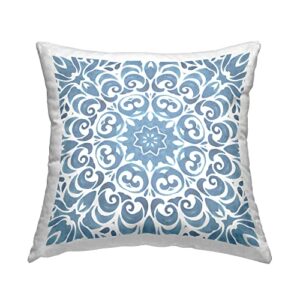 stupell industries intricate abstract pattern blue floral spiral design by nd art throw pillow, 18 x 18
