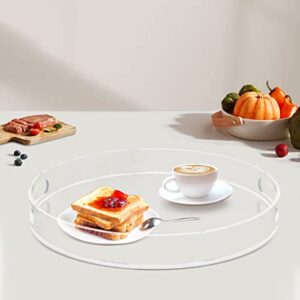 Acrylic Tray, Clear Serving Tray with Handles Decorative Tray Organizer for Coffee Table Bathroom Kitchen Office, 15.75 x 15.75 x 1.97inch