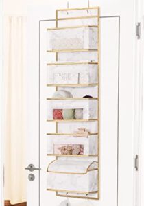 mythaus over door hanging organizer - wall mount closet organizer 5-shelf, back of door bathroom organizer with clear window,storage for baby nursery/pantry/bedroom/make up (white marble)