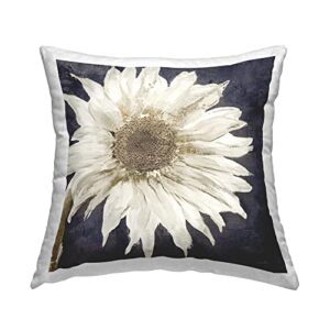 stupell industries white flower petals intricate abstract daisy design by sophie 6 throw pillow, 18 x 18, grey