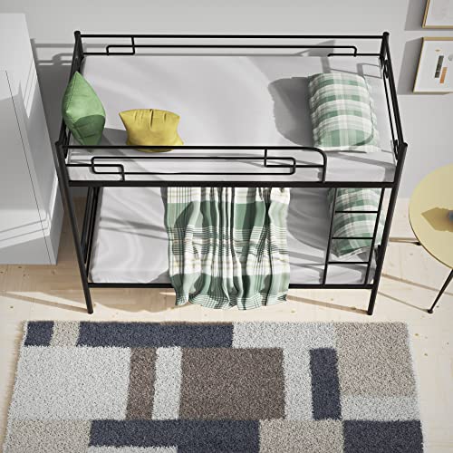 DreamBuck Bunk Bed Twin Over Twin Metal Twin Bunk Beds [Convertible Into 2 Beds] Heavy Duty Bunkbed with Ladder, Safety Guard Rail for Adults Teens, Space-Saving, Noise Free, No Box Spring Needed