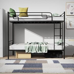 DreamBuck Bunk Bed Twin Over Twin Metal Twin Bunk Beds [Convertible Into 2 Beds] Heavy Duty Bunkbed with Ladder, Safety Guard Rail for Adults Teens, Space-Saving, Noise Free, No Box Spring Needed