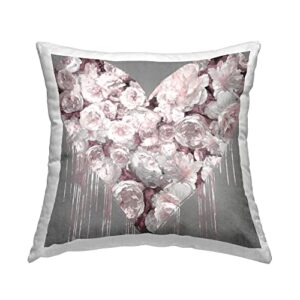 stupell industries romantic pink roses urban drip heart shape design by lindsay rodgers throw pillow, 18 x 18