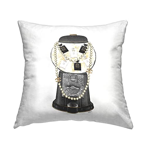 Stupell Industries Vintage Glam Gumball Fashion Brand Perfumes Design by Amanda Greenwood Throw Pillow, 18 x 18, Black