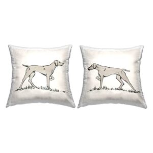stupell industries hunting dog casual animal nature design by grace popp throw (set of 2) pillow, 18 x 18, off- white