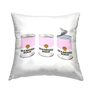 stupell industries pastel pink fashion diamond soup can design by amanda greenwood throw pillow, 18 x 18