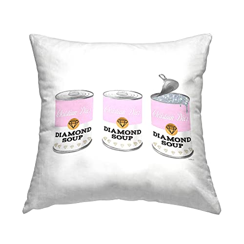 Stupell Industries Pastel Pink Fashion Diamond Soup Can Design by Amanda Greenwood Throw Pillow, 18 x 18