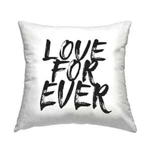 stupell industries love for ever bold black calligraphy design by martina pavlova throw pillow, 18 x 18