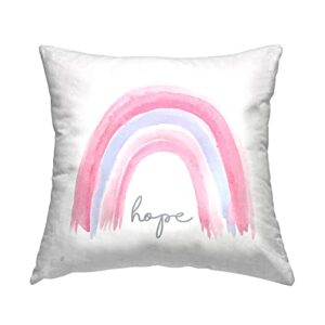 stupell industries pastel pink rainbow uplifting hope calligraphy design by elizabeth tyndall throw pillow, 18 x 18