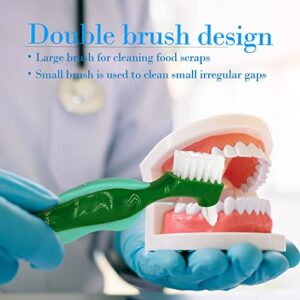 Bvcewilty Premium Hard Denture Brush, 3PCS Cleaning Brush, Multi-Layered Bristles & Portable Denture Double Sided Brush, Denture Cleaning Care (Red,Green,Blue)