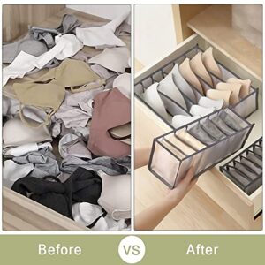 TOOVREN 2PCS Wardrobe Clothes Organizer (7 Grids) + 2PCS Bra Drawer Organizers (6 Grids)