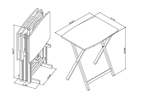 Rustic Grey，5pc XL Oversized Tray Table Set