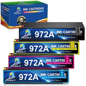 DOUBLE D (Upgraded Chip Compatible Ink Cartridge Replacement for HP 972 972A for HP PageWide 377dw, PageWide Pro 477dw 477dn 577dw 577z 452dn 452dw 552dw P55250dw P57750dw, 4PACK