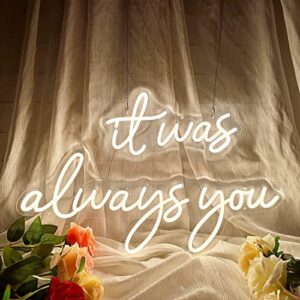 large led neon sign 'it was always you' neon night with dimmable wall decor for bedroom living room bar party club wedding girls birthday wall light decor reusable warm white
