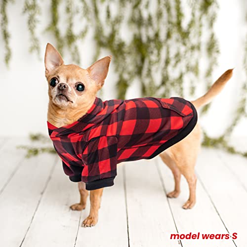 ABFEKIEA Dog Hoodie for Small Medium Large Dogs - Plaid Christmas Warm Dog Sweatshirt with Pocket for Winter Fall - Cold Weather Pet Hooded Clothes for Dogs Cats