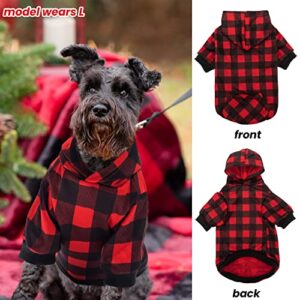 ABFEKIEA Dog Hoodie for Small Medium Large Dogs - Plaid Christmas Warm Dog Sweatshirt with Pocket for Winter Fall - Cold Weather Pet Hooded Clothes for Dogs Cats