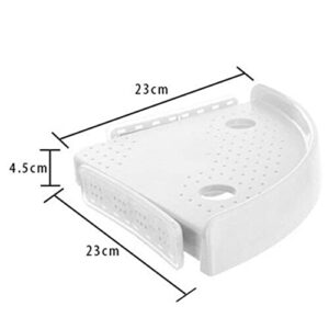 GALEI Bathroom Corner Storage Holder No Drilling Wall Mounted Triangular Shower Shelf Suction Stuff Storage Rack for Kitchen Toilet (White, 9X9X1.8Inches)