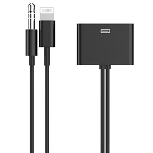 [apple mfi certified] lightning to 30 pin adapter for iphone, 8-pin to 30 pin adapter with 3.5mm aux audio cable support charging docking station, for iphone 6s/6/6 plus/se/5s/5c/5/ipad/ipod (black)