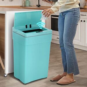 13 gallon 50 liter kitchen trash can with touch-free & motion sensor lid, automatic plastic garbage can, touchless trash bin automatic trash can for bedroom bathroom home office