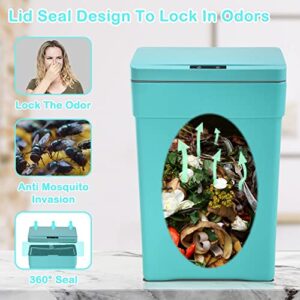 13 Gallon 50 Liter Kitchen Trash Can with Touch-Free & Motion Sensor Lid, Automatic Plastic Garbage Can, Touchless Trash Bin Automatic Trash Can for Bedroom Bathroom Home Office