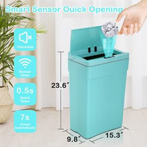 13 Gallon 50 Liter Kitchen Trash Can with Touch-Free & Motion Sensor Lid, Automatic Plastic Garbage Can, Touchless Trash Bin Automatic Trash Can for Bedroom Bathroom Home Office