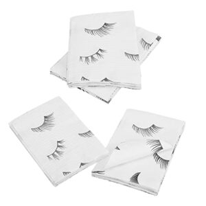 PRASNE Lashing Dental Bibs Disposable Pack of 125, Lash Pillow Cover of Lash Supplies, White 3-Ply Paper Poly Waterproof Towels, 13” x 18”, Black Eyelash Printed