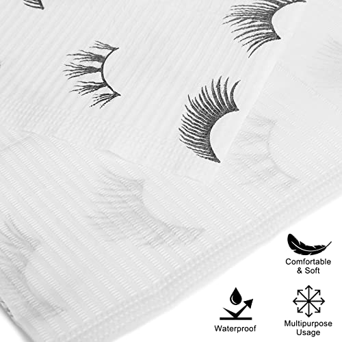 PRASNE Lashing Dental Bibs Disposable Pack of 125, Lash Pillow Cover of Lash Supplies, White 3-Ply Paper Poly Waterproof Towels, 13” x 18”, Black Eyelash Printed