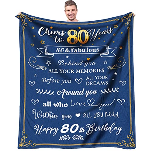 80th Birthday Gifts for Men Blanket, 80 Year Old Birthday Gifts for Dad or Grandpa, 1943 Birthday Gifts for Men, Best 80th Birthday Gifts Ideas for Man Cozy & Soft Flannel Throw Blanket 60 x 50 inch