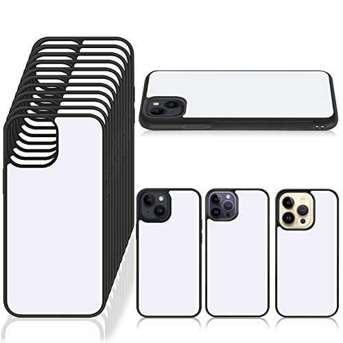 15 Pieces Sublimation Blanks Phone Case Bulk Cover Protective Anti-Scratch Soft Shockproof Slim Covers Compatible with Apple iPhone, 3 Models (Black, Compatible with iPhone 14, 14 Pro, 14 Pro Max)