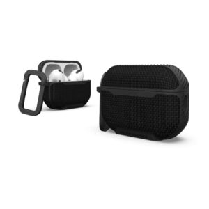 uag designed for airpods pro case (2nd generation 2022) metropolis ballistic armr black - rugged protective case cover compatible with magsafe charging with keychain carabiner by urban armor gear
