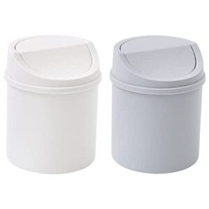 lifkome mini wastebasket trash can: 2pcs tiny desktop waste garbage bin with swing lid for home office kitchen vanity tabletop