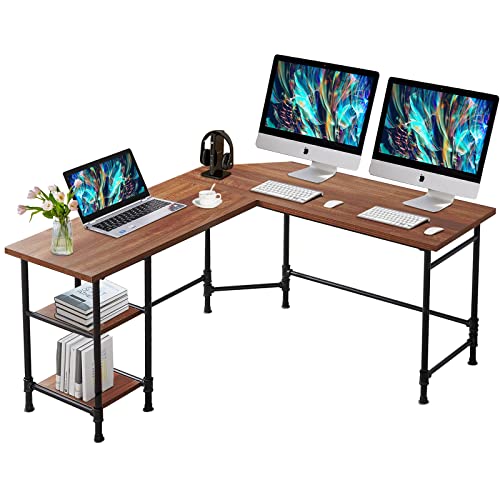 TEAKMAMA L Shaped Computer Desk, Computer Corner Desk, Gaming Desk, Sturdy Office Desk, Modern Simple Study Desk, Writing Computer Desk, Home Office Desks, Rustic Computer Table, Easy to Assemble