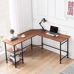 TEAKMAMA L Shaped Computer Desk, Computer Corner Desk, Gaming Desk, Sturdy Office Desk, Modern Simple Study Desk, Writing Computer Desk, Home Office Desks, Rustic Computer Table, Easy to Assemble