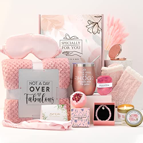 Care Package for Women, Get Well Soon Gifts for Women, Birthday Gifts for Women, Gift Basket for Women , Self Care Gifts Cheer Up Gifts for Women, Thinking of You Gifts for Women w/ Tumbler Blanket