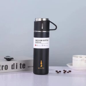 MUGZee 500 ml/16.9oz Vacuum Insulated coffee thermos,Stainless Steel Hot Water Thermos, Suitable for Coffee, Tea, and Milk Drinking, Best coffee Thermos mug for Hot and Cold Drinks (Black)