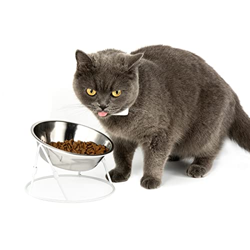 Yangbaga Raised Cat Food & Water Bowl, 4.96 in High Cat Food Bowl for Indoor Cats, Reduce Neck Burden & Easy to Clean