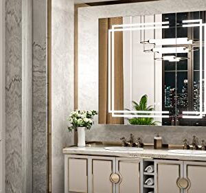 TokeShimi 36x32 in Medicine Cabinet Bathroom LED Vanity Mirror 3 Colors Stepless Dimming CRI 80+ Anti-Fog Memory Funtion Wall Mount Make up Mirror for Bathroom Décor