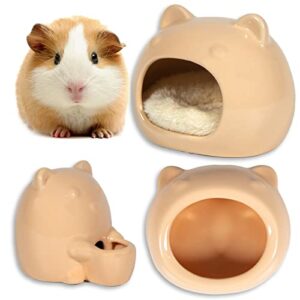 cartoon sculpted ceramic hamster house food feeding bowl water bowl to prevent spilled food and chewing tray gerbils chinchilla ferret hedgehog small animals (orange)