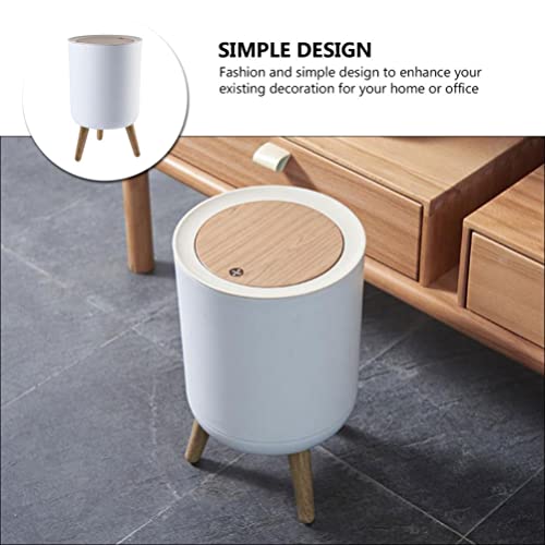 Angoily Trash Can Garbage Can with Press Top Lid Nordic Modern Waste Basket Plastic Trash Bin for Kitchen Bathroom Bedroom Living Room Office Outdoor