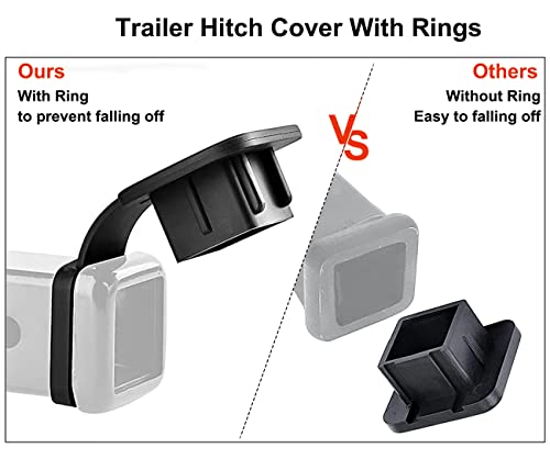 2PCS 2 Inch Trailer Hitch Cover, Receiver Tube Hitch Plug Insert Cap Compatible with Class 3 4 5 Hitches for Toyota Ford Jeep Chevrolet Nissan Dodge Ram Porsche Mercedes Benz Ranger ATV UTV