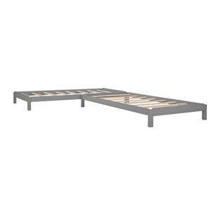 Merax 3 in 1 Classic Stackable Wood Platform Bed Low Day Bed Frame for Kids Boys Girls, No Box Spring Needed Twin Gray