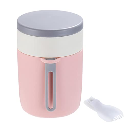 Insulated Lunch Container Hot Food Jar, 19.6 oz Stainless Steel Vacuum Bento Lunch Box for Kid Adult with Spoon, Leak Proof Hot Cold Food Flask for School Office Outdoor (Pink)