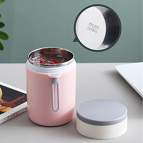 Insulated Lunch Container Hot Food Jar, 19.6 oz Stainless Steel Vacuum Bento Lunch Box for Kid Adult with Spoon, Leak Proof Hot Cold Food Flask for School Office Outdoor (Pink)