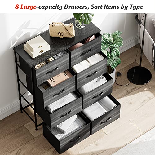 Nicehill Dresser, Dresser for Bedroom with Drawers, Chest of Drawers for Bedroom, Storage Drawer Organizer Dressers & Chests of Drawers, Fabric Dresser with Storage Drawers, Black Wood Grain